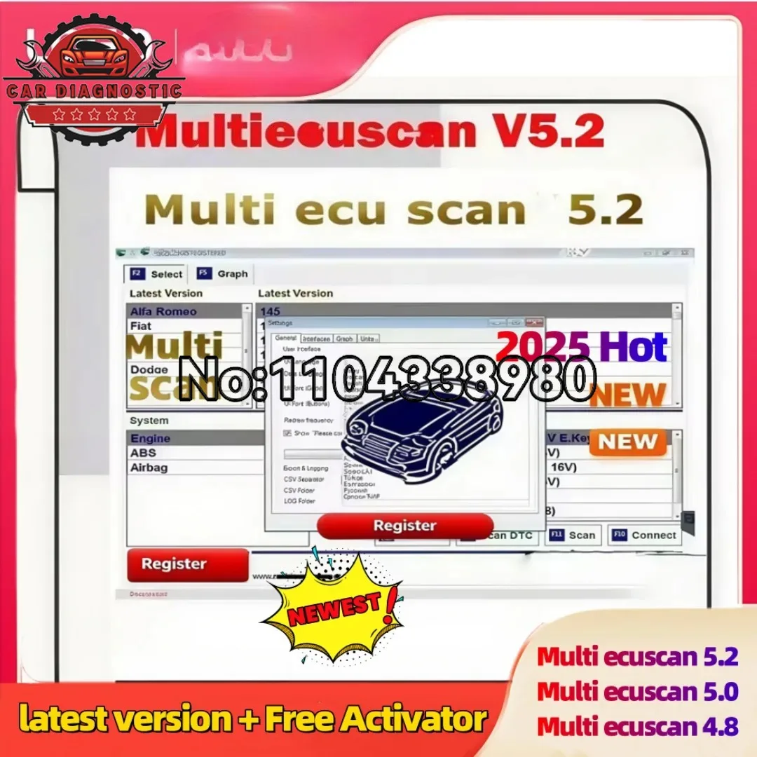 

2025 latest version Multiecuscan V5.2 V5.0 V4.8 for Fiat/Chrysler/Dodge/Jeep/Suzuki Scanner Software Fault Diagnosis tools