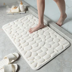 2024 Non-Slip Bath Mat Cobblestone Embossed Bathroom Carpet Shower Room Doormat Memory Foam Absorbent Floor Mat Rugs for Home