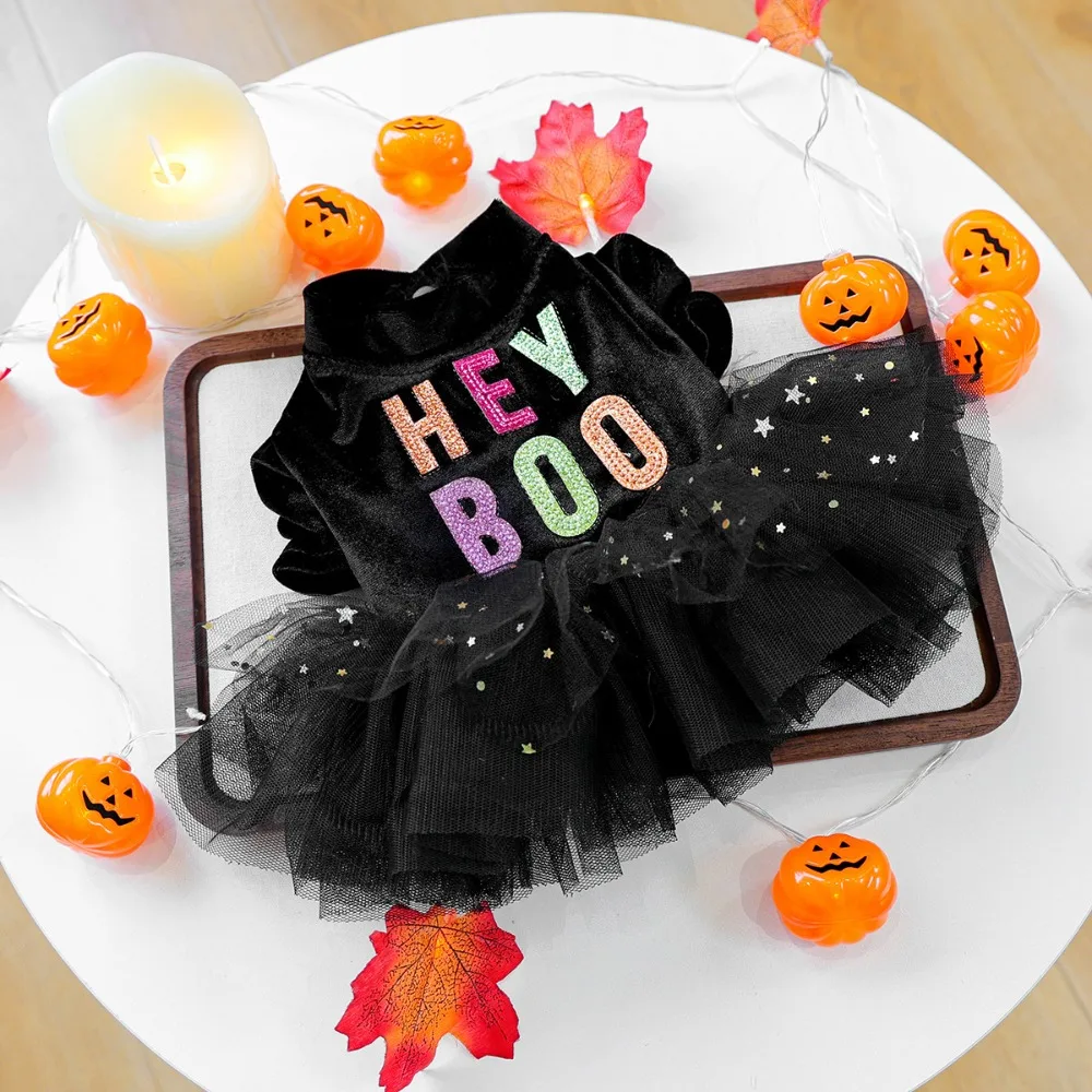 

Puppy Costumes Two Legged Dog Halloween Dress Soft Black Dog Lace Skirt Comfortable Dog Pullover For Small Dogs Cats