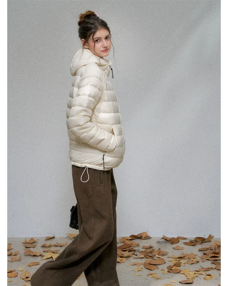 Lightweight Puffer Jacket Women Slim Fit Quilted Thin Winter Coat Hooded Casual Warm Inner Down Outerwear Cotton Parkas куртка