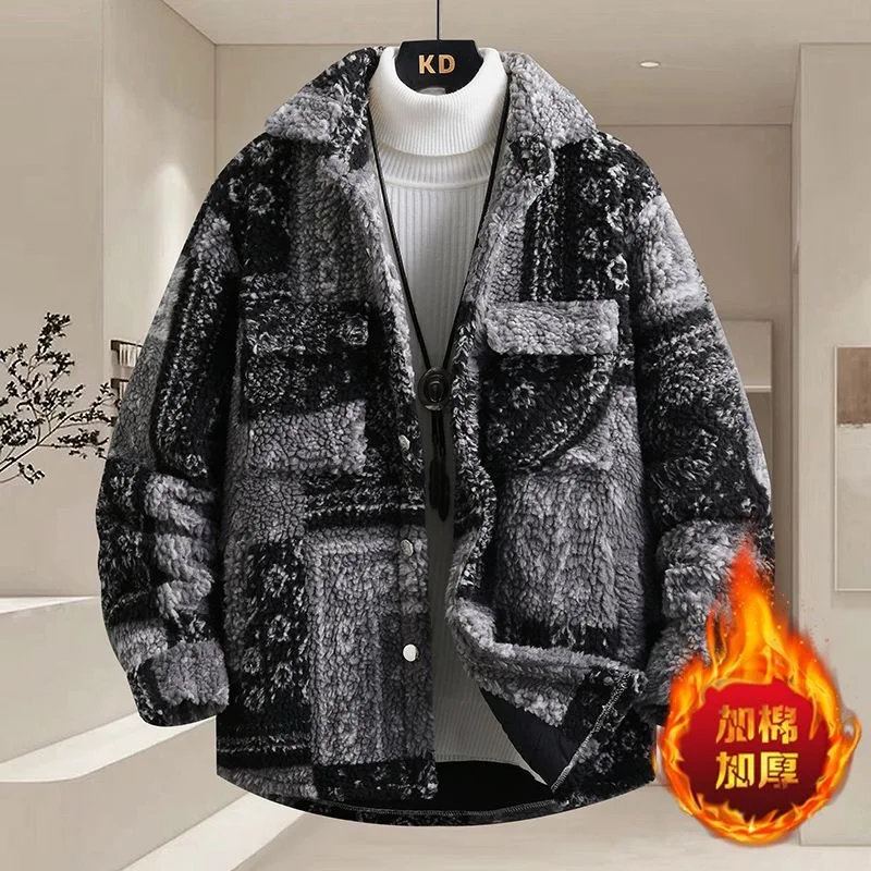 Winter Fashion Trend With Thick Velvet and Warm Cotton Jacket For Men's Casual Loose Sports Plus Large Size High-Quality Jacket