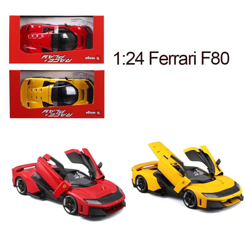 Bburago - Modelo a Escala 1/24 del Ferrari F80 Supercar, Auto Deportivo Ferrari en Miniatura de Aleación Fundida a Presión, Juguete para Niños