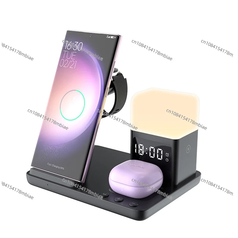 One-night-light Wireless Charging 15W Desktop Alarm Clock Stand for Mobile Phone Wireless Charging