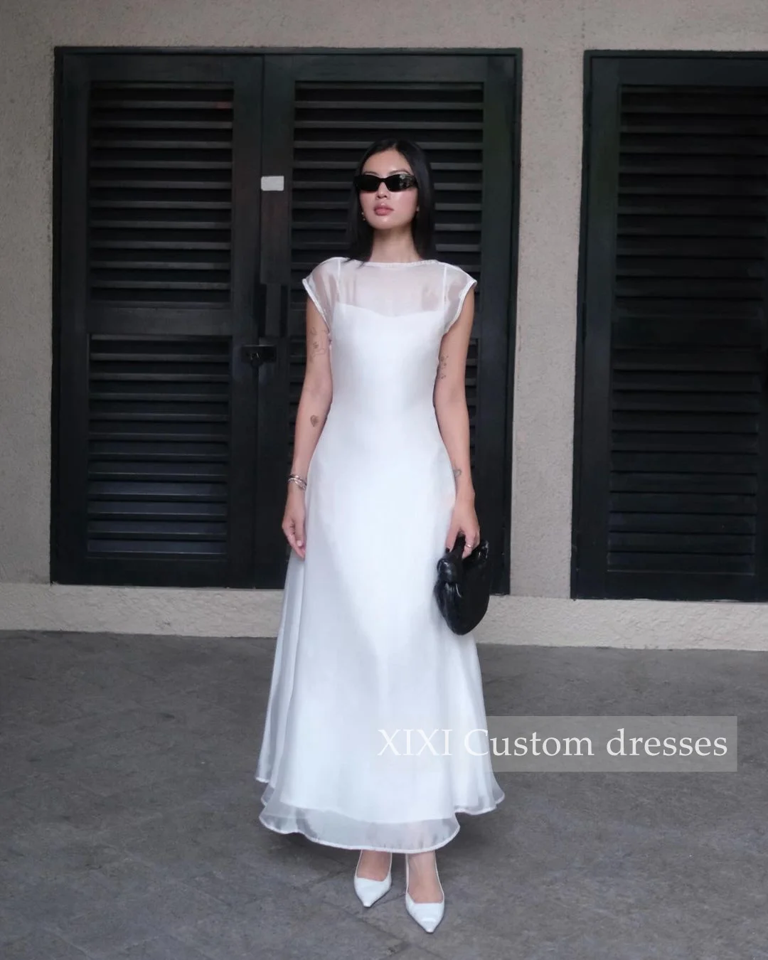 XIXI فساتين سهرة White A-Line Scoop Neckline Floor-Length Zipper Up Sleeveless Dubai Evening Dress 2024 Elegant Dresses For Wome