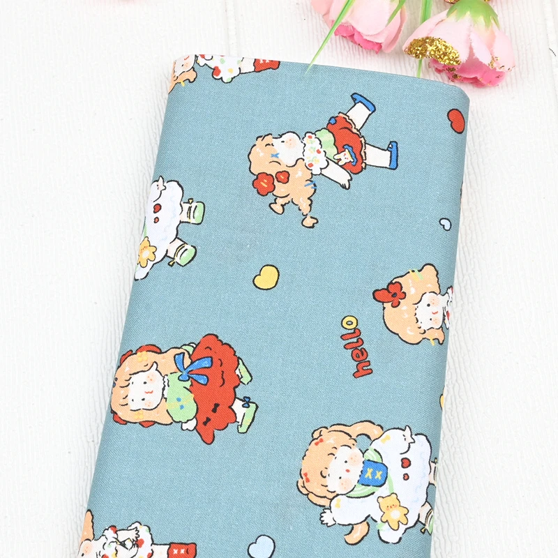 20 Count Plain Cotton Fabric Cute Little Girl Printing for Sewing Patchwork Clothes Quilting Fabircs DIY Home Textile