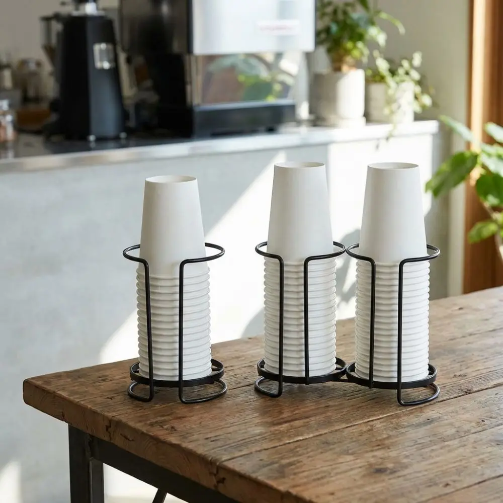 High Quality Metal Cup Rack Large Capacity Hollow Out Design Cup Holder Dispenser Double Layer Single Layer Cup Storage Shelf