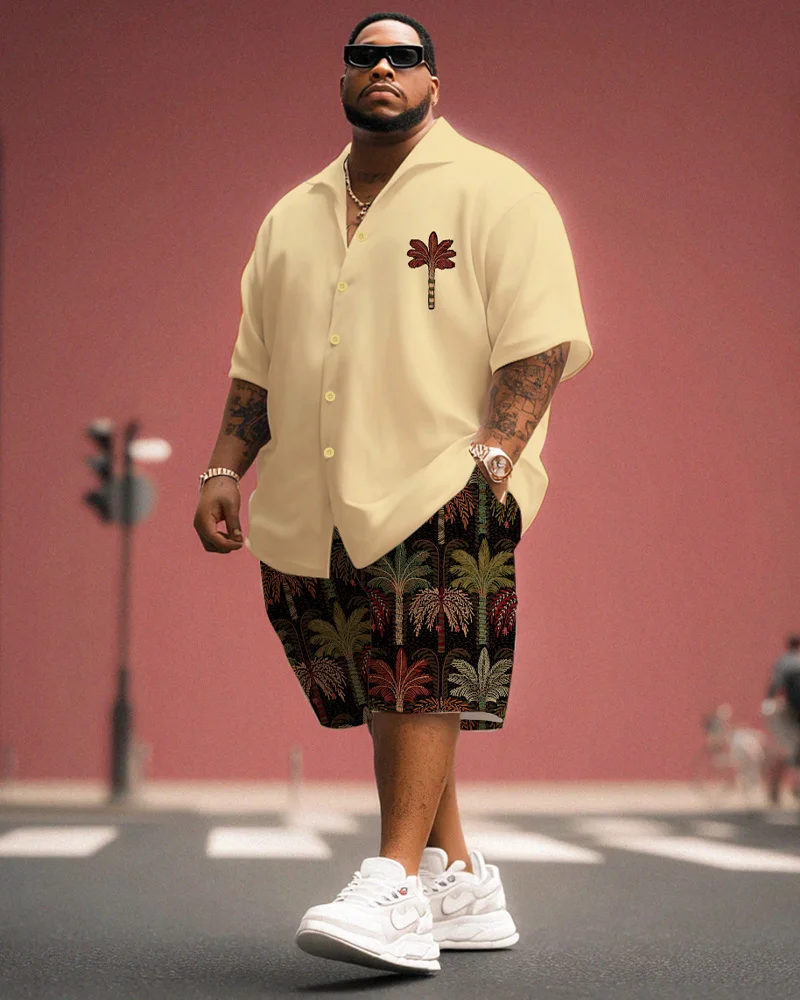 

S-9XL Men's Large Size Coconut Tree Shirt Short Sleeve shorts Two-piece Set