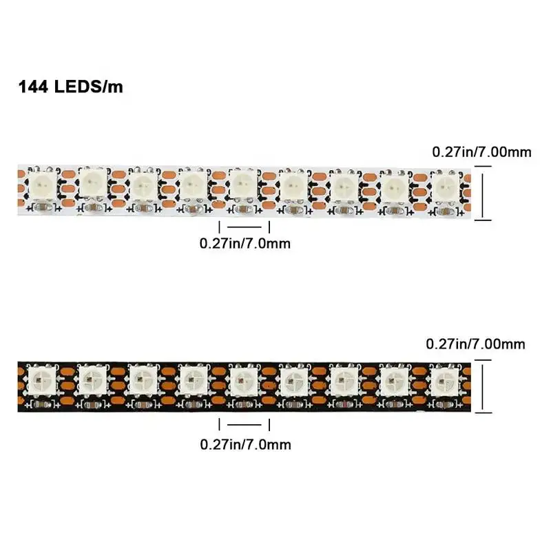 Narrow 7mm WS2812B Pixel Led Strip light 3535 144leds/m Addressable SK6812 IC MINI Pixel Stripe 5V 1m 2m Smart Pixel Led Tape