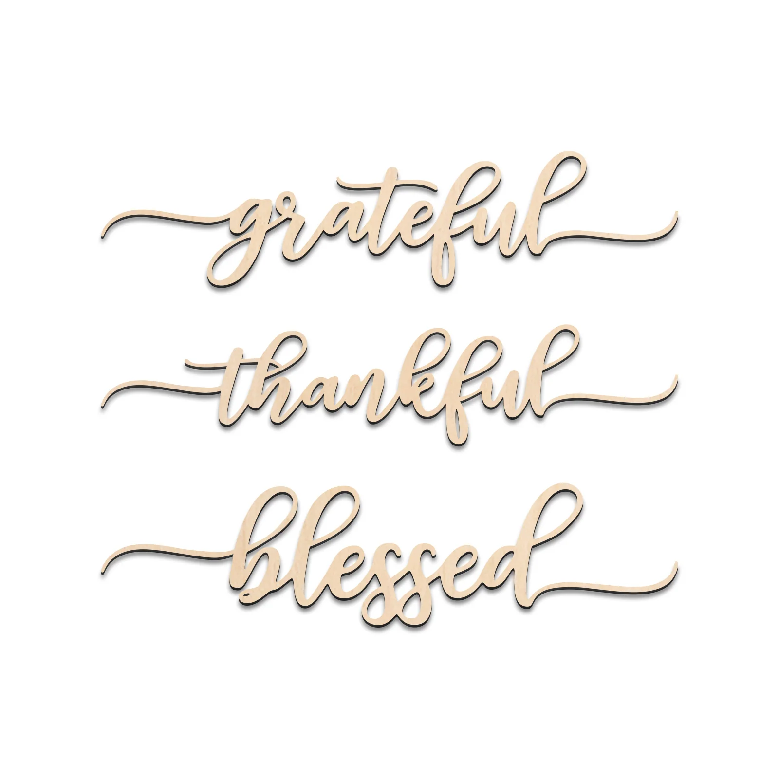 Grateful Thankful Blessed Wooden Place Cards - Thanksgiving Table Decor, Letter Board Style, Room Decoration, Wall Art Posters