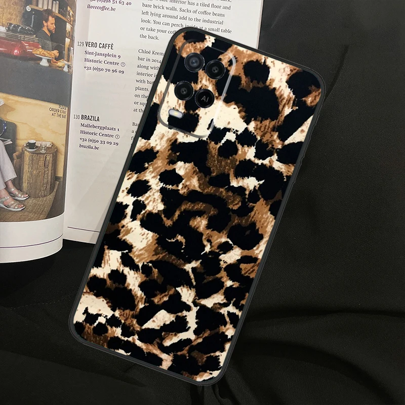 Tan Leopard For OPPO A57s A54s A53s A16 A76 A96 A74 A94 A5 A9 A31 A52 A72 A93 A15 A17 A57 A77 A78 Case