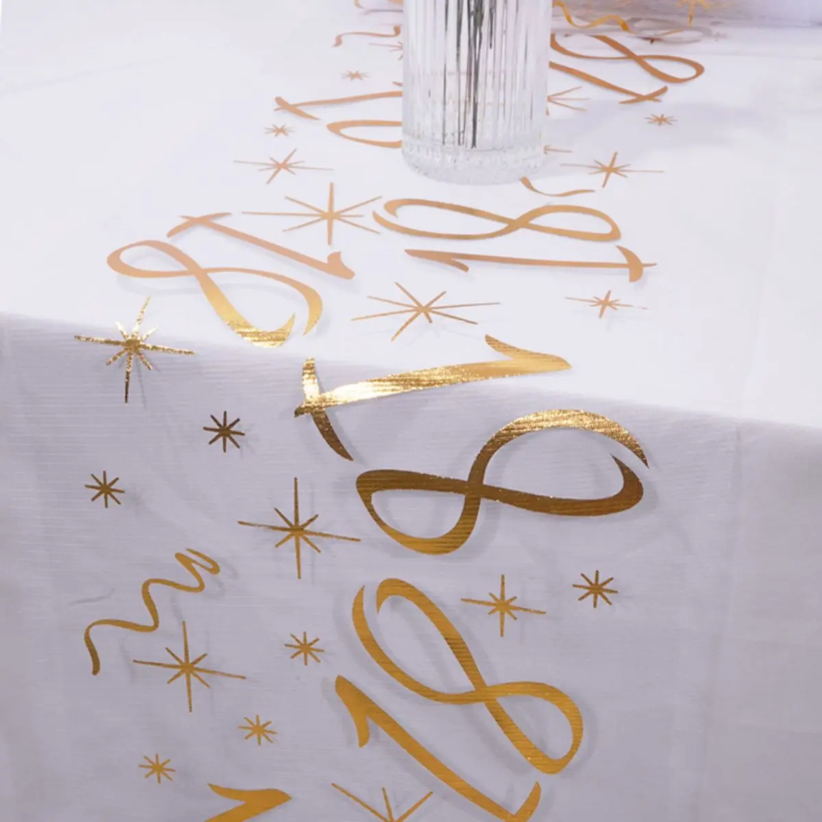 15M Golden Organza Table Runner, Birthday Number 18 Party Table Runners Decoration for Party