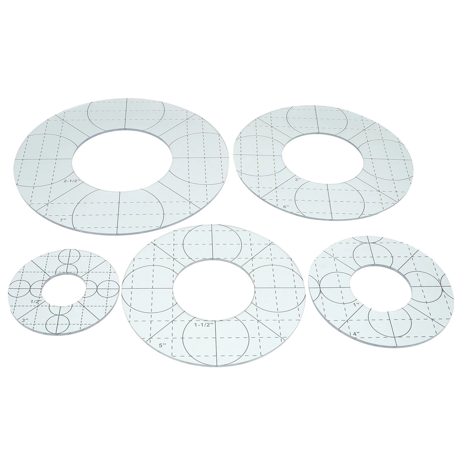 

5Pcs Quilting Ruler Circle Shape Patchwork Templates Non-Slip Cross-Hatching Acrylic Sewing Tools for Fabric DIY Craft Projects