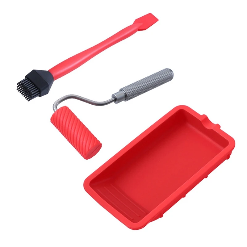 A21I-1Set Silicone Roller Brush Kit Multipurpose For Home Renovation Wall Household Paint Tool Tray Paintwork Tools Parts