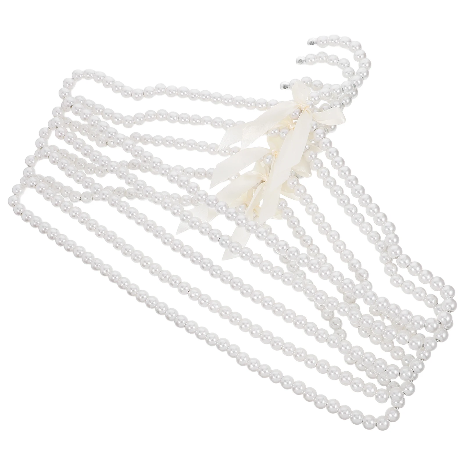 

5PCS Pearl Hangers Elegant Bridal Dress Hanger Anti Slip Rubber Pads Smooth Finish Clothes Organizer Home Wedding Party