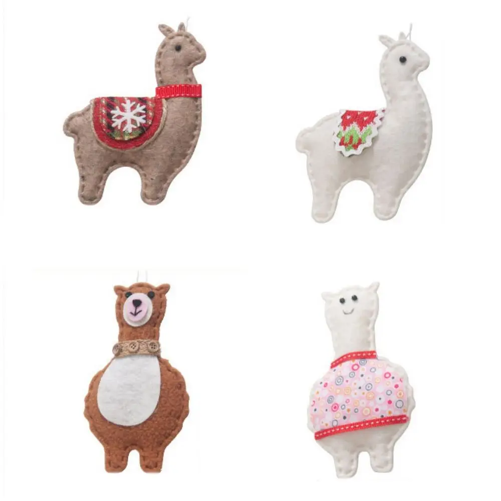 

4pcs/set Decorative Alpaca Christmas Tree Pendant Mini Felt/Nonwovens Alpaca Wool Felt Pendant Alpaca Cartoon