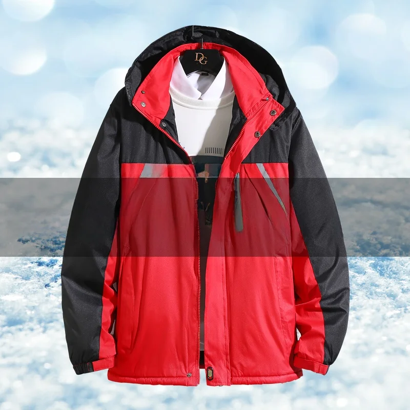 

Утепленная хлопковая рабочая куртка для мужчин, ветрозащитная, морозостойкая, для строительных работ на открытом воздухе, с капюшоном и застежкой-молнией