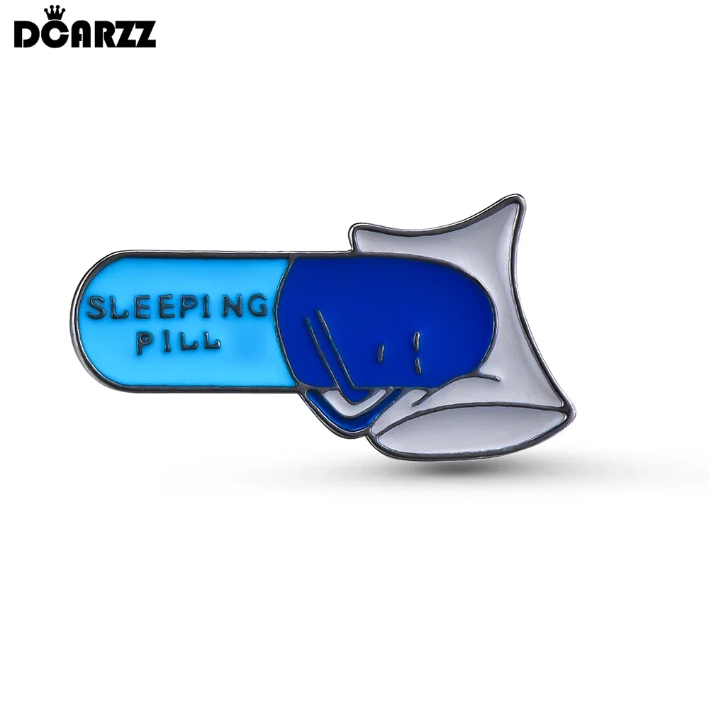 DCARZZ Funny Sleep Pill Enamel Pin Medical Creative Pharmacist Lapel Badge Brooch Medicine Jewelry Gifts for Doctor Nurse