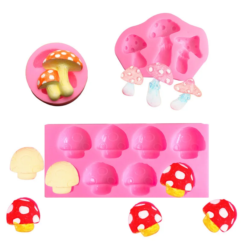 3D Silicone Molds Creative Multiple Mushroom Shaped Forest Clay Decora DIY Handmade Clay Sculpture Molds Liquid Dripping Mold