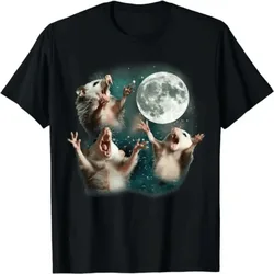 2024 ZYXZ Summer Hot Americans: Three Negative Moon Trio Opossum Funny Weird Cursed Meme Design Casual T-Shirt Women Clothing