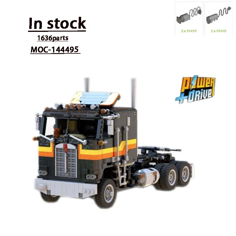 MOC- 144495   أسود K100C الكلاسيكية شاحنة نقل البضائع بنة Model1636Parts عيد ميلاد الأطفال بناء لعبة المكعبات الهدايا