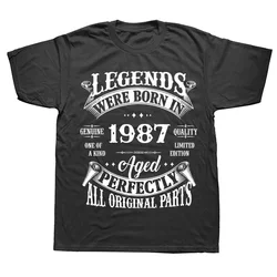 Girocollo manica corta moda Tshirt Casual Basic t-shirt Funny Legend Born 1987 37th regali di compleanno 37 anni Tee Tops