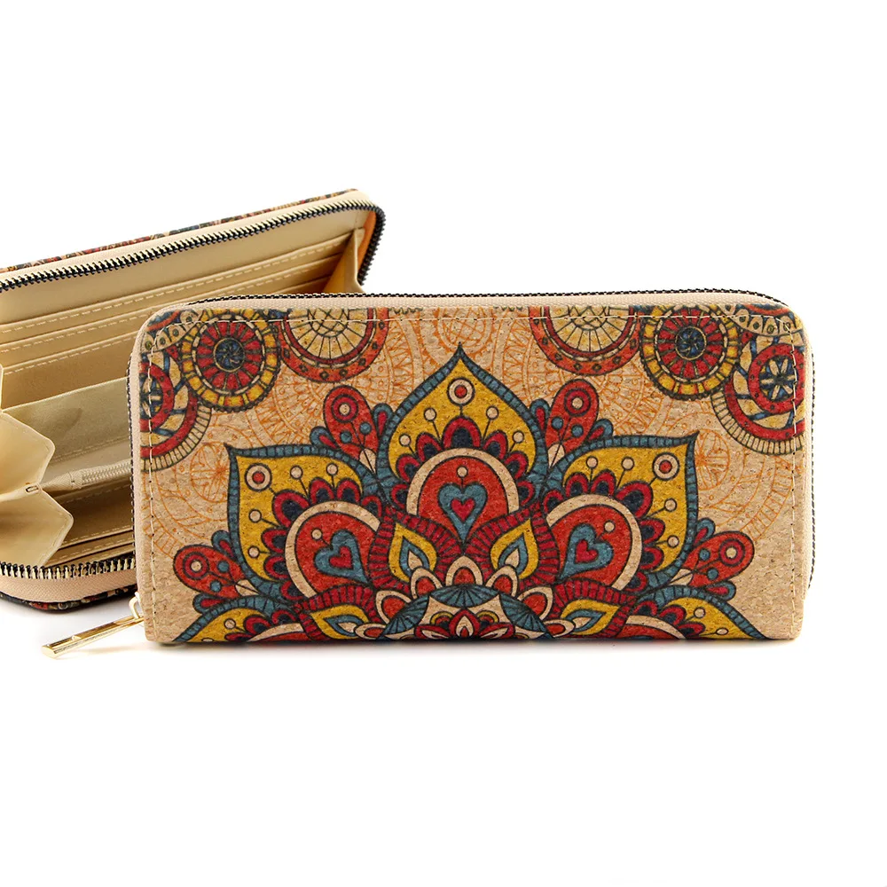 Women Vintage Flower Pattern Short Wallet, Eco-friendly Material Wallet, Zipper Around Coin Purse, Clutch Card Case