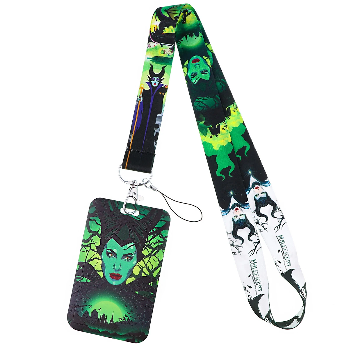 Maleficent Lanyard Rope Keychain for Key Neck Strap Staff ID Name Badges Holder Mobile Phone Work Pass Bus Card Accessories