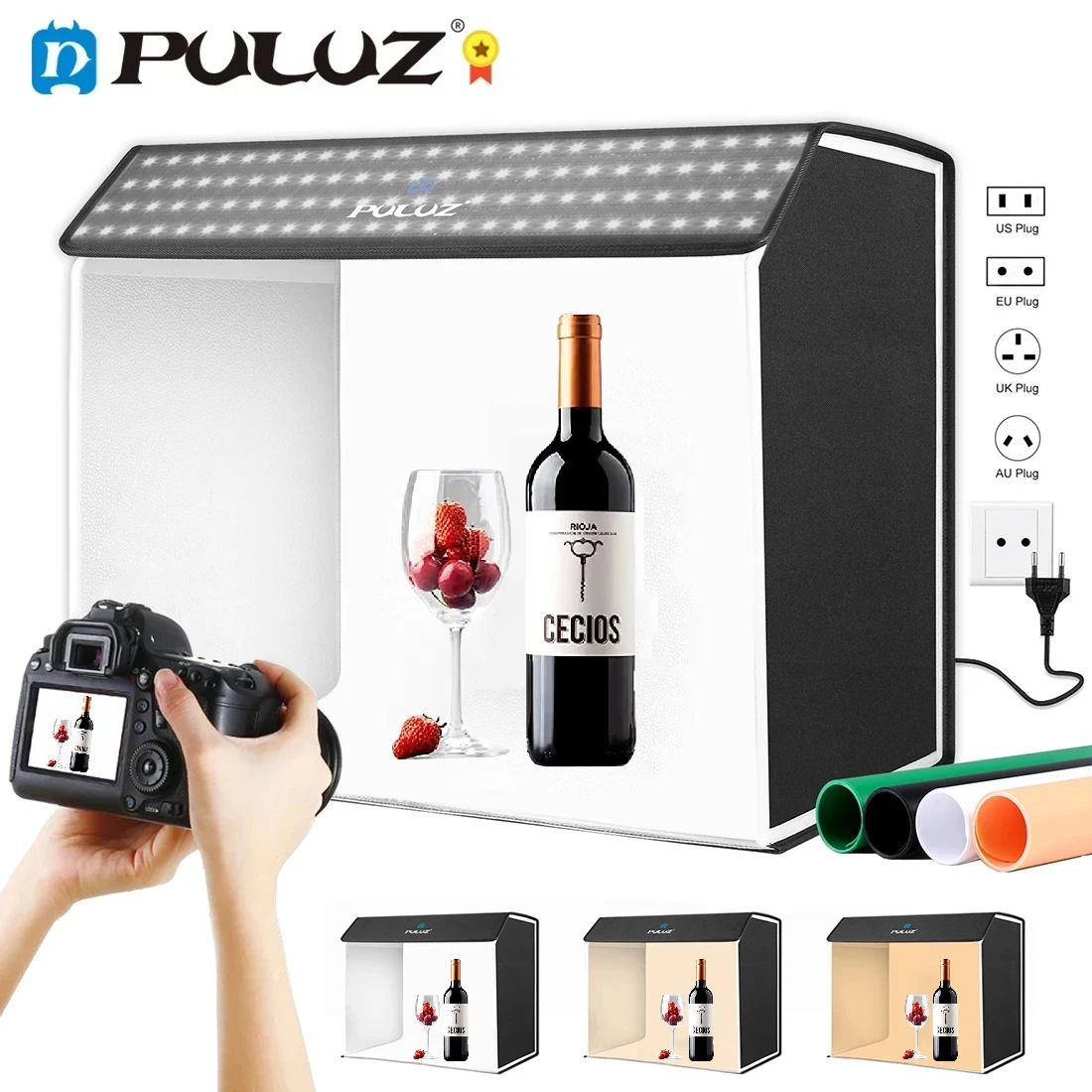 PULUZ 60*40 см световой короб для фотостудии с 4 цветами фона, 72 Вт 3 режима света складной софтбокс для фотосъемки, палатка для фотосъемки PULUZ 60*40 см световой короб для фотостудии с 4 цветами фона, 72 Вт 3 режима света складной софтбокс для фотосъемки, палатка для фотосъемки