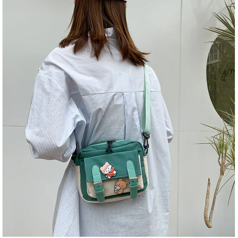 Crossbody Female 2023 New Cute Girl Canvas Student Korean Version One-shoulder Small Square Bag Multifunctional All-match Cross