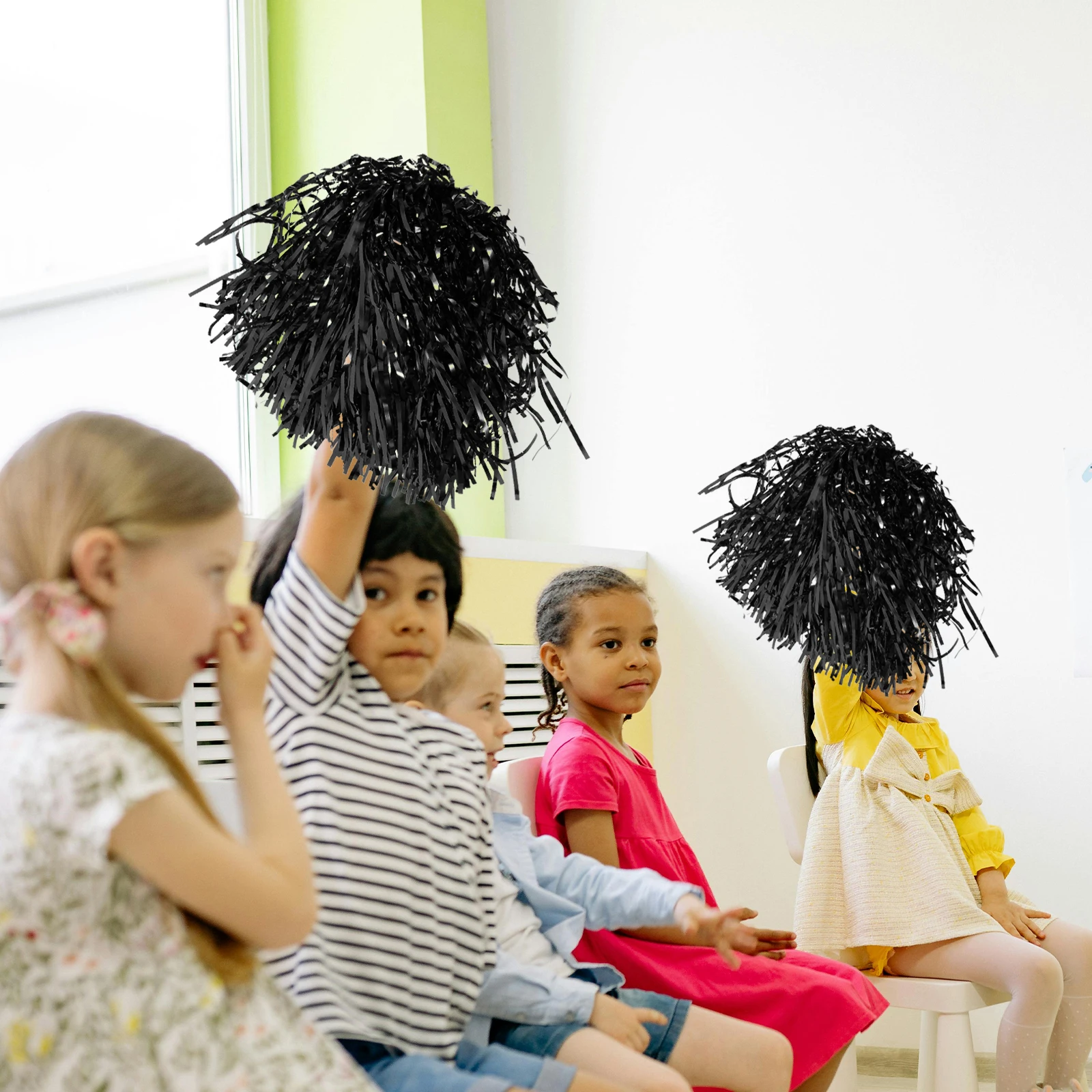 

10pcs Cheerleading Pom Poms Bright Durable PET ABS Material Sports Meeting Dance Performance Holiday Props Lightweight
