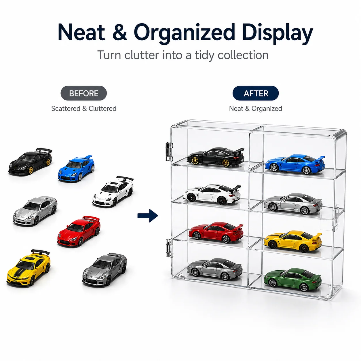 X-Scale 1/64 Toy Car Display Case for Model Transparent Plastic Storage Organizer Box Dustproof Mini Diecast Model Car Showcase