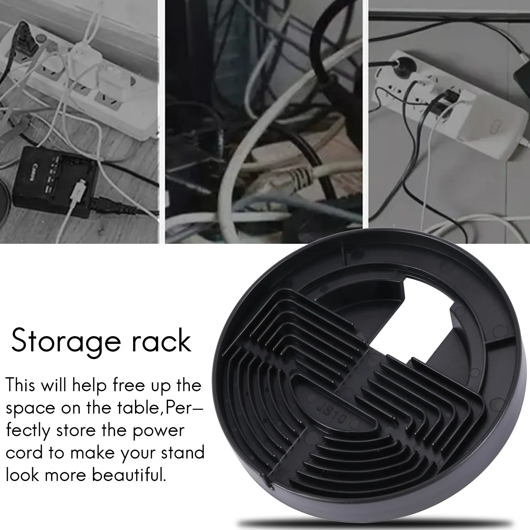 لحامل تخزين كابل الطاقة الخالي من اللكمات لقاعدة (أسود)