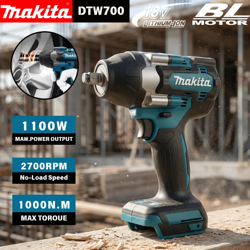 Makita DTW700 18V Brushless 1/2 Inch Impact Wrench 1000N·m Nut Busting 4 Speed Auto Stop for Auto and Heavy Repair