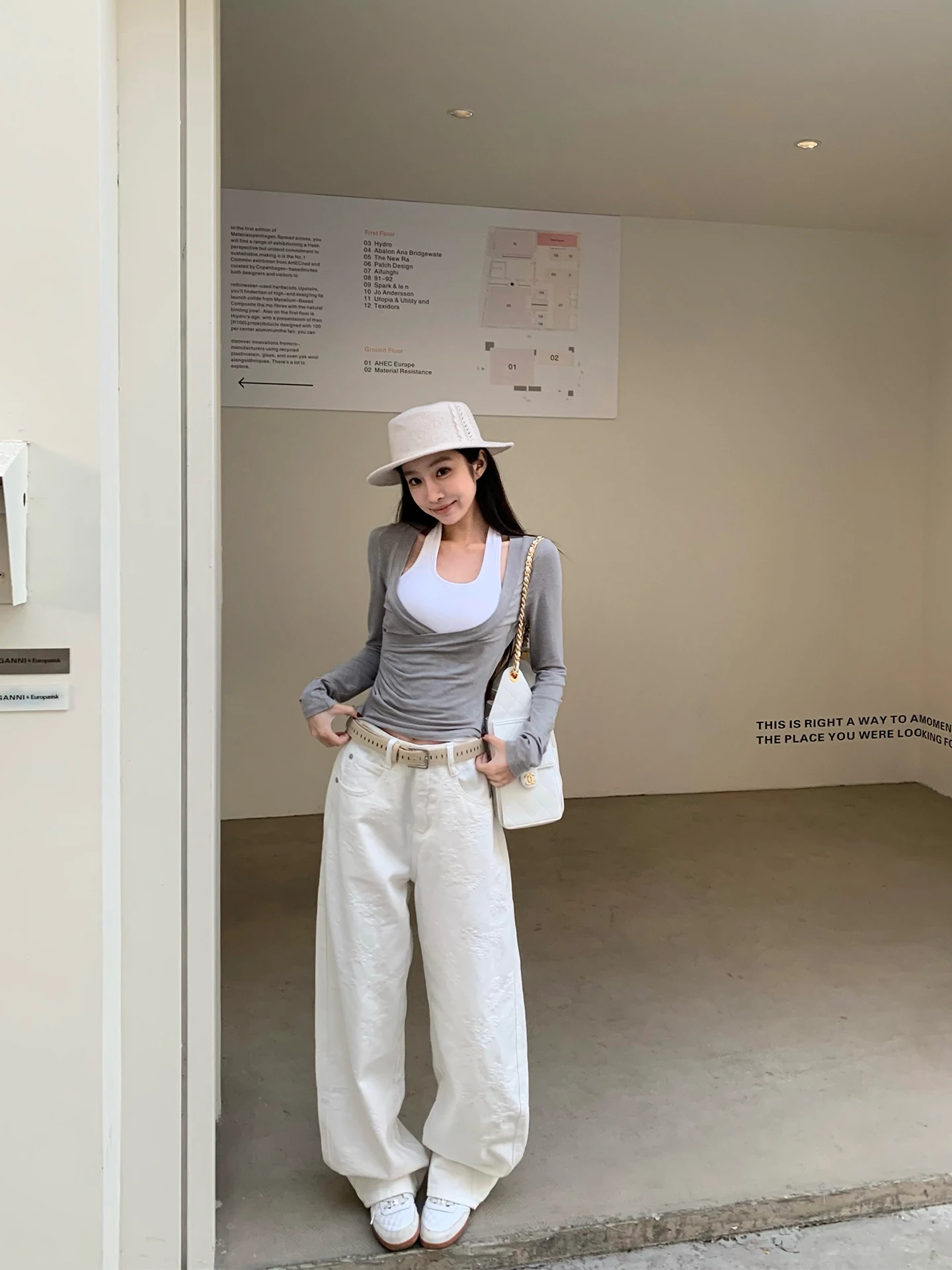 

Повседневные широкие джинсы Fheer для женщин: свободные прямые брюки, модные универсальные длинные штаны свободного кроя