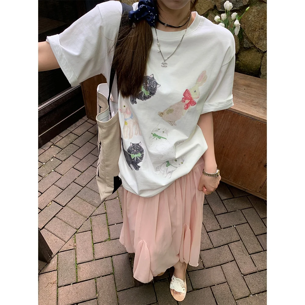 

Футболка женская хлопковая повседневная с принтом, модель «Пир Найн», для женщин