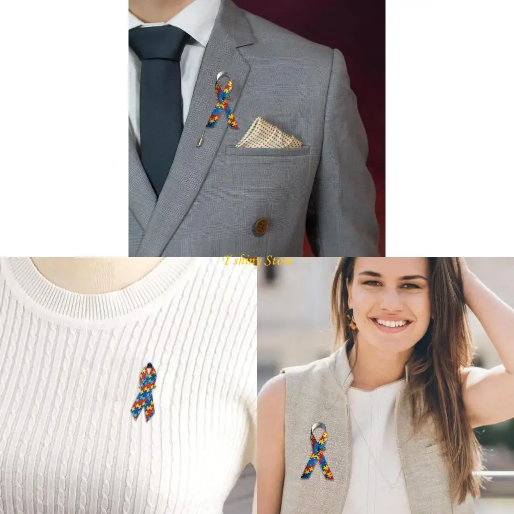 

N58F 100x Multicolored Satins Autisms Awareness Pins Decorative Brooches Accessory Portable for Supporting Autisms Causes