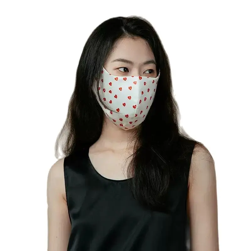 BirdTree, Mulberry Silk Masks, Women Sunscreen UV protection, Breathable Print Eye Corner Protection Mask, 2024 Summer A46585QC