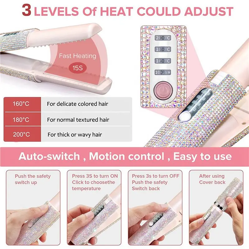 YCOC-3X 2-In-1 Electric USB Hair Straightening Brush Straightener Flat Iron Multifunctional Comb Straightening Styler
