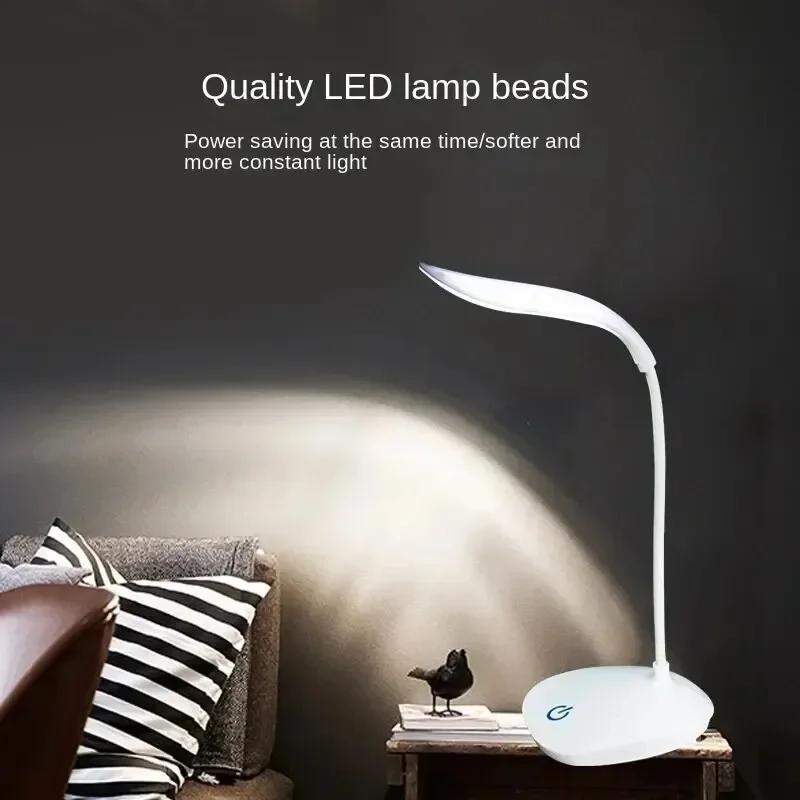 Portable Touch Dimming Table Lamp USB Rechargeable LED Desk Lamp Eye Protection Adjustable Light Bedroom Bedside Student Reading
