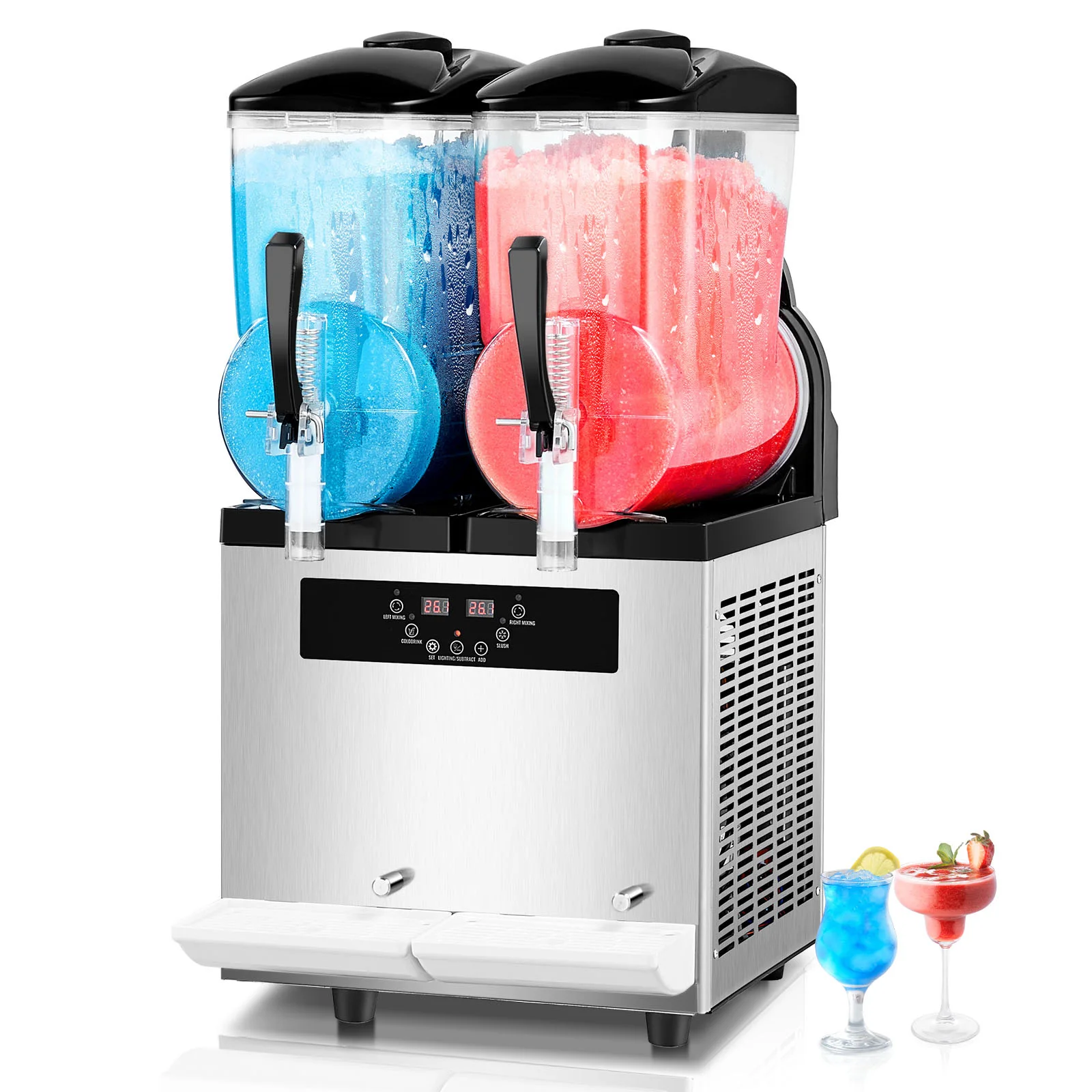 SucceBuy Commercial Slushy Machine Frozen Drink Machine 96 Cups Stainless Steel Margarita Smoothie Slushie Maker for Home Party