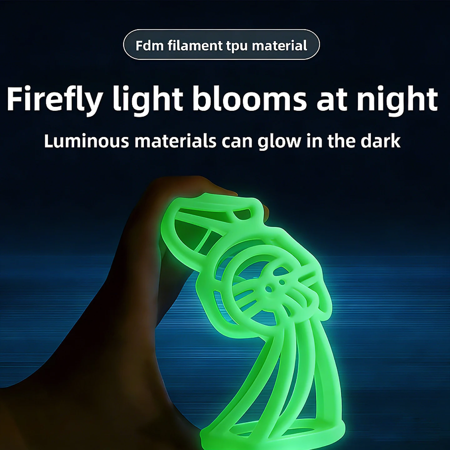 

High Speed Luminous 3D Printer Filament 1.75mm FDM Flexible Elastic Soft Glow in Dark Printing Consumables