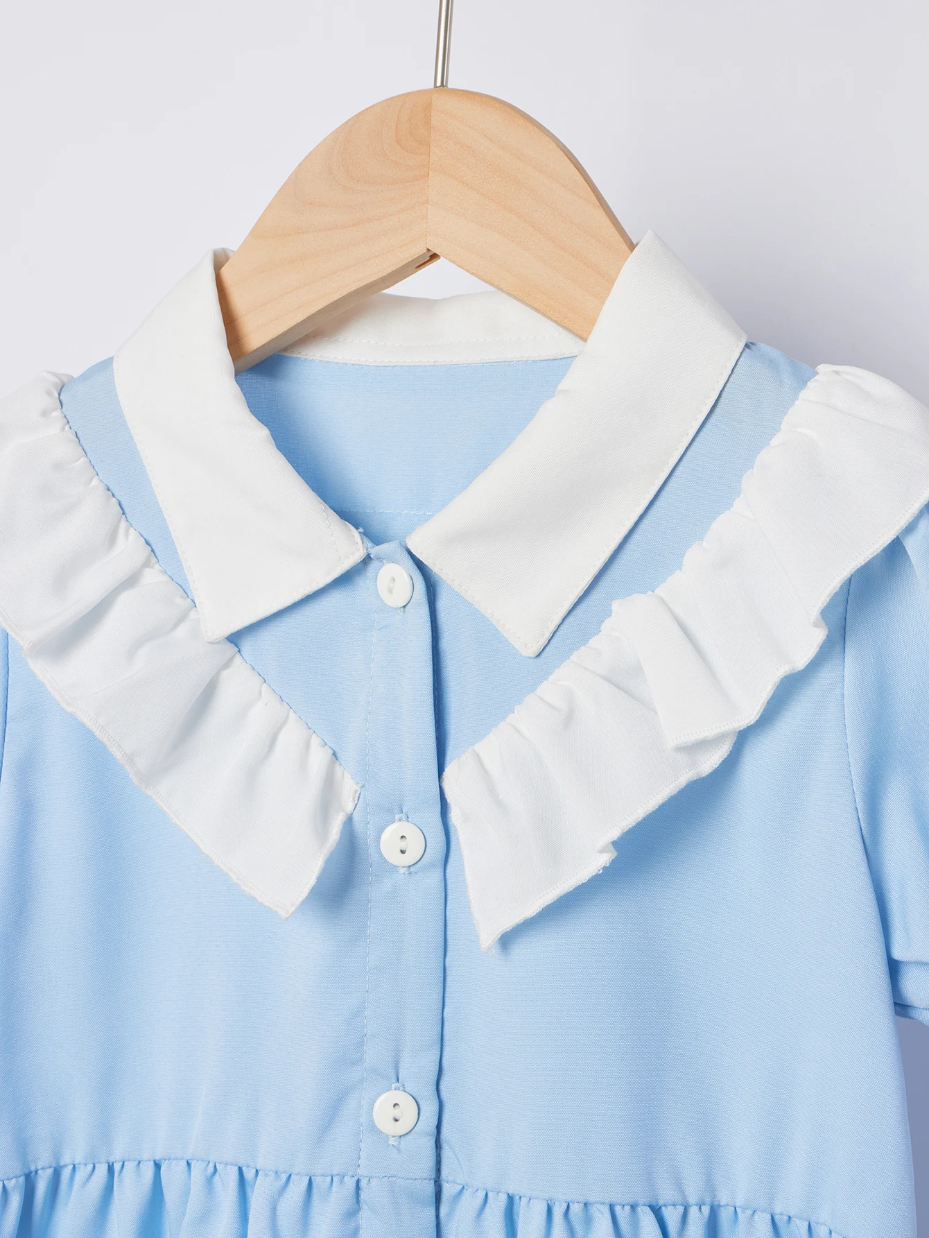 Children\'s Fresh Blue Dress - Cute Peter Pan Collar and Button Design