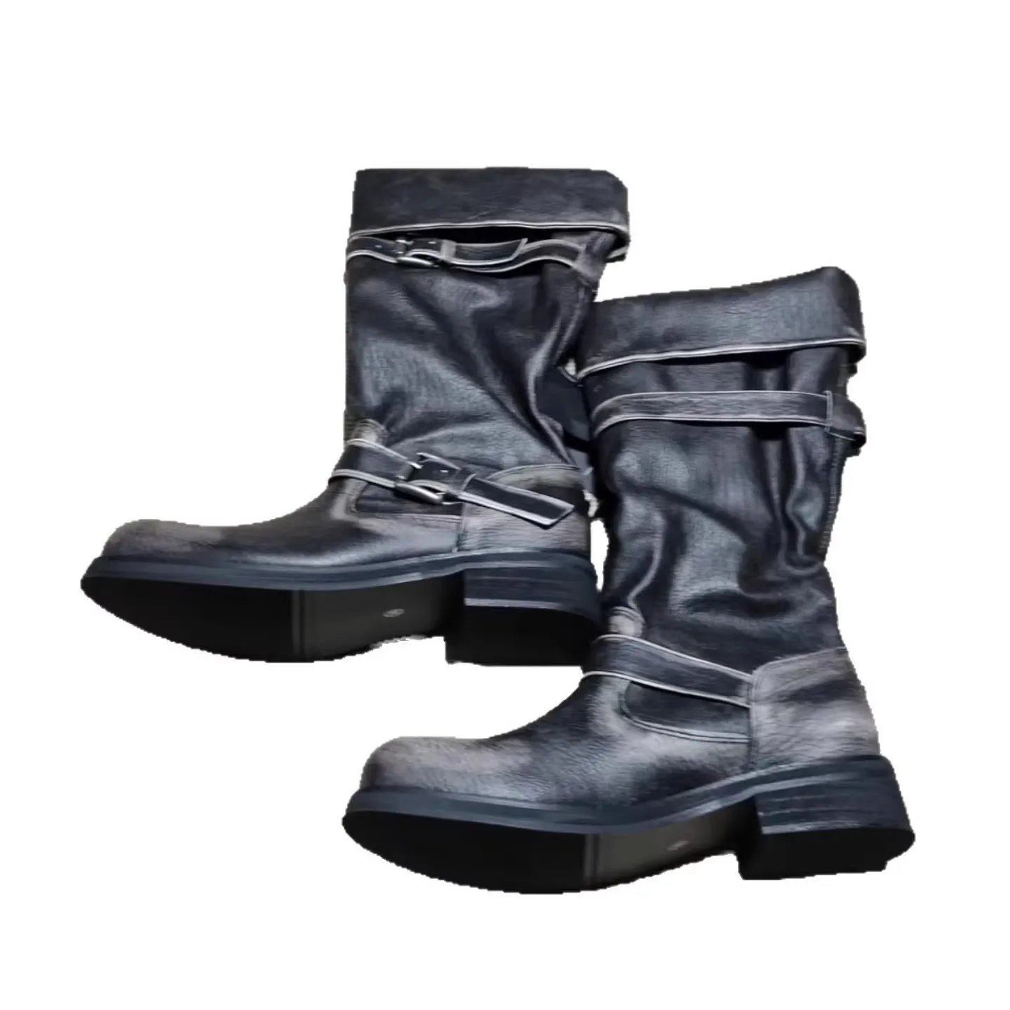 Women's Long Boots Fashion Dress Flats Shoes for Woman Designer Winter Motorcycle Boots 2025 Goth Chelsea Botas De Mujer Shoes