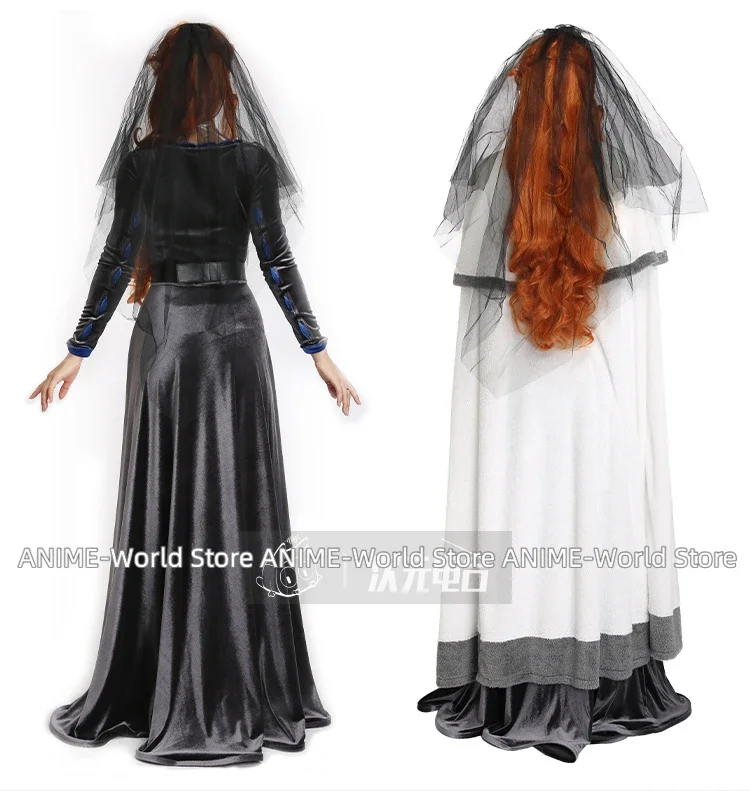 《Custom Made》Women's Cosplay Costume Lenora Dress Robe with Cloak and Veil Halloween Costumes for Women Fancy Dress Wig