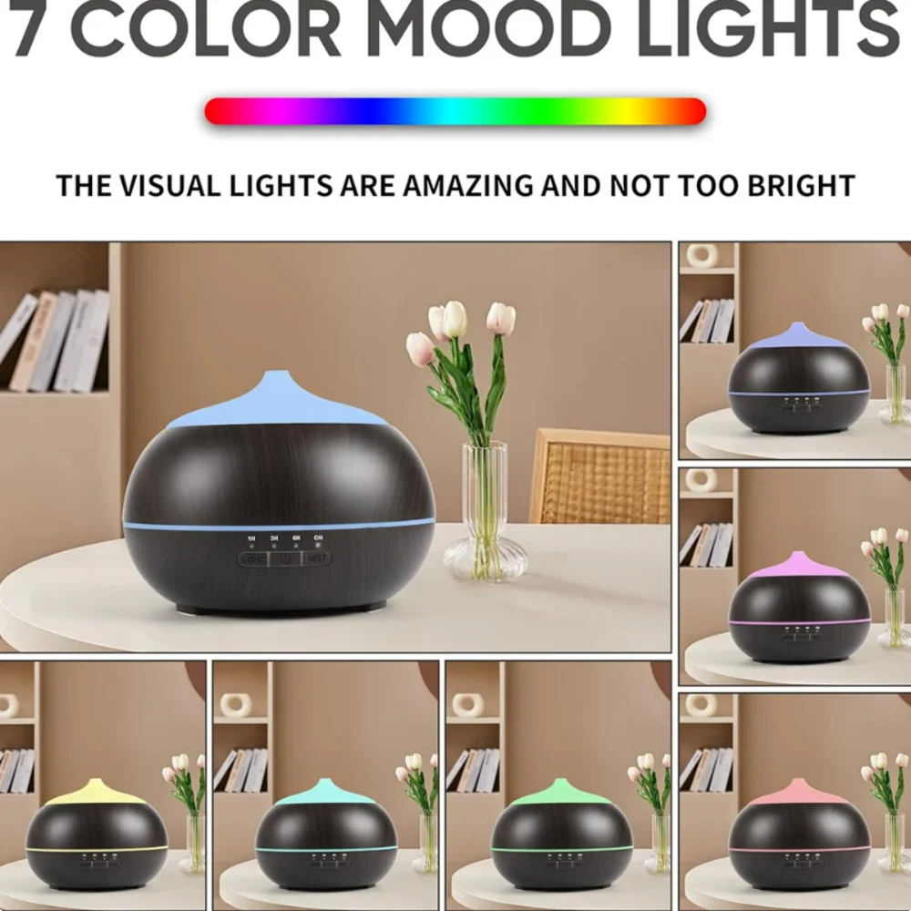 550ML Essential Oil Diffuser  BPA Free Ultrasonic Aromatherapy Diffuser, with 7-Color Lights Waterless Auto Shut Off for Home、