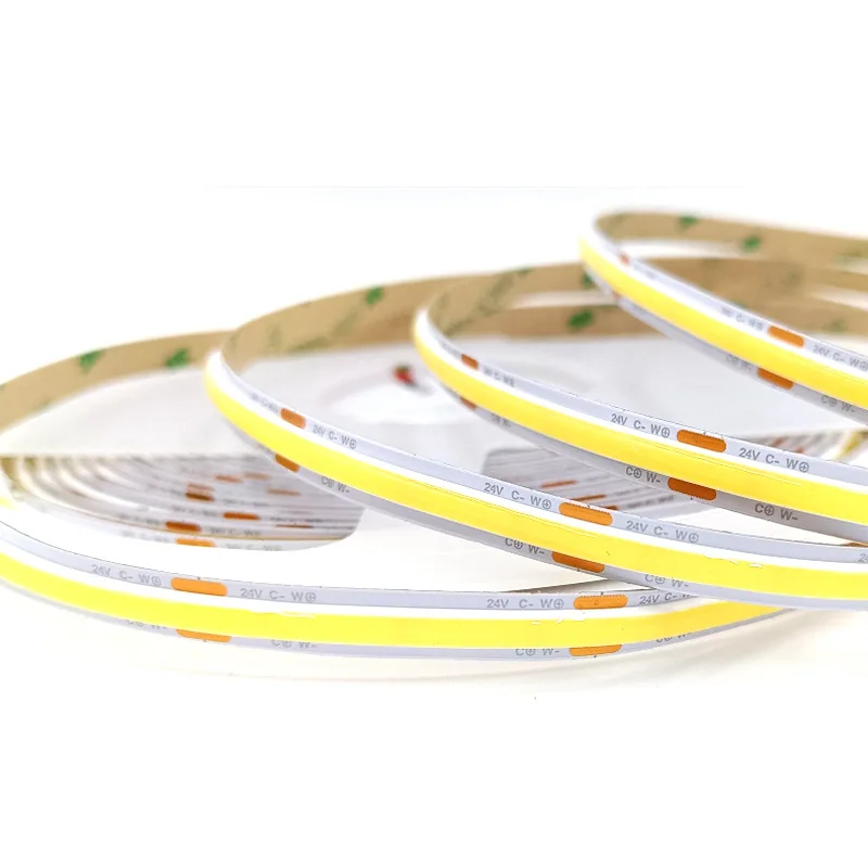 10m Dimmable NO Drop End 12v 24v COB LED Flex Strip CCT Warm White+White Dual Color Three Color 2700k-6500k Adjust 2 Wire 3 Wire