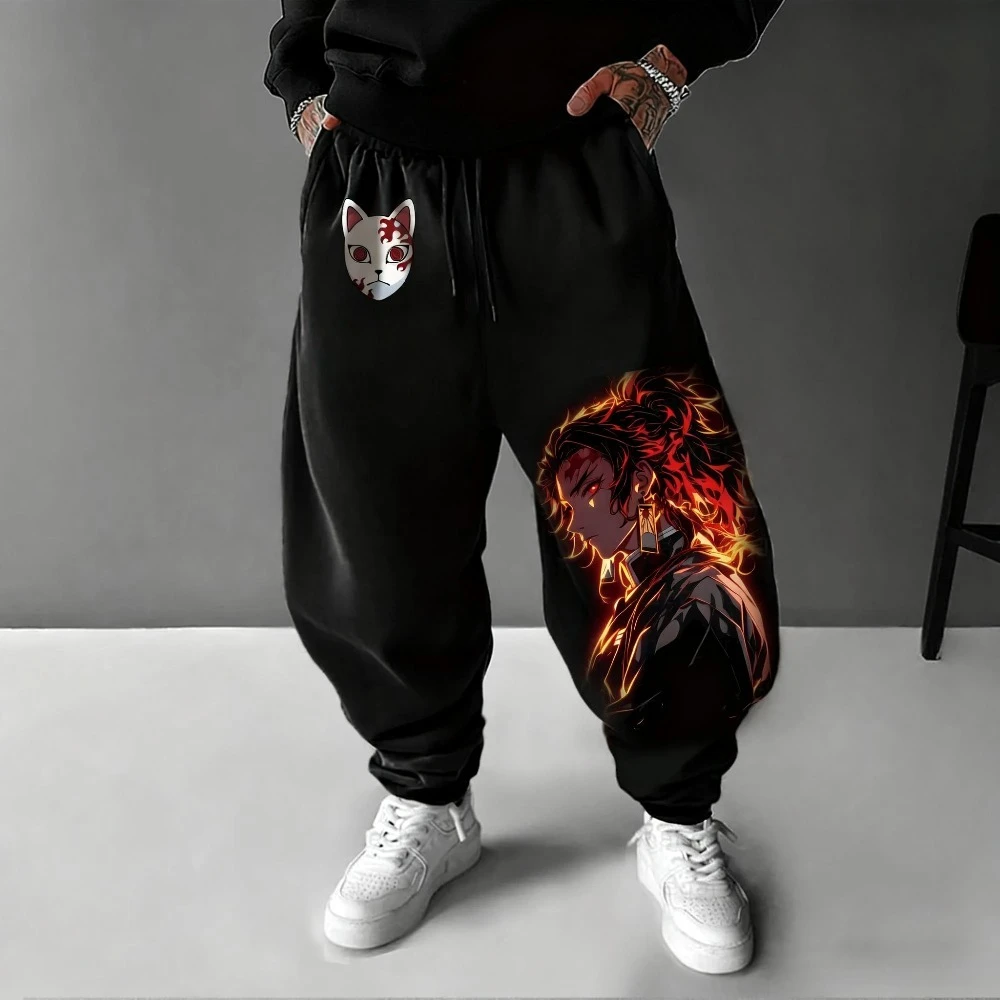 للجنسين شيطان القاتل أنيمي Sweatpants الرجال النساء الشارع الشهير فضفاض سراويل تقليدية الهيب هوب رياضية الصالة الرياضية السراويل الصيف الخريف الاتجاه
