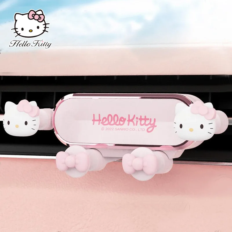 Hello Kitty Cartoon Mobile Phone Support, Gravity Car Navigation, Prend en charge la sortie d'air, Type universel, Kawaii Pink Good Heat, Original