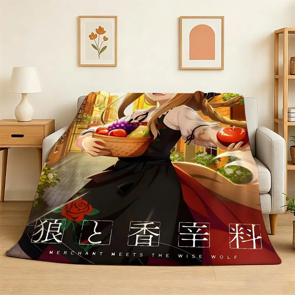 Anime Spice and Wolf Throw 240g Flannel Blanket Lightweight Soft Skin-friendly Summer Thin Throw Blanket