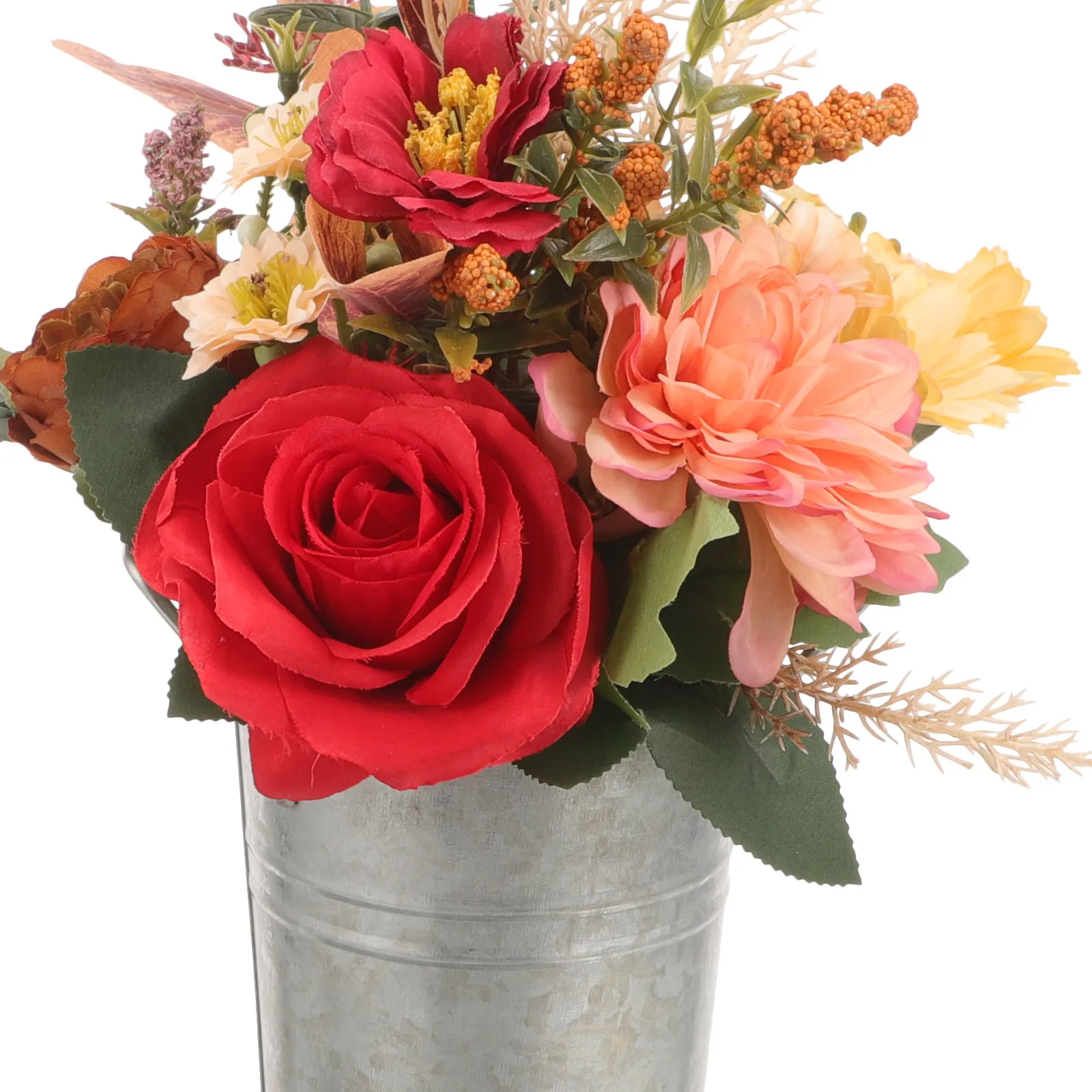 

Vintage Iron Flower Bucket Simple Chic Flower Arrangement Vase Home Desktop Pot Garden Decor Planter Balcony Fence